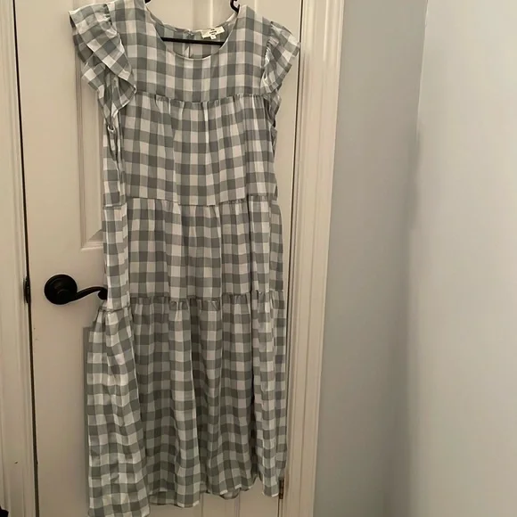 sage green gingham dress Sage Gingham Seersucker Amy Dress main image 0